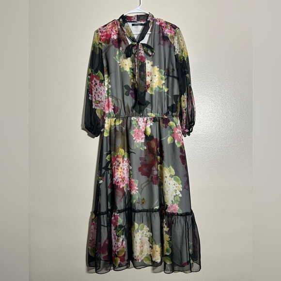 Lauren Ralph Lauren Floral Chiffon Midi Dress - Picture 1 of 6